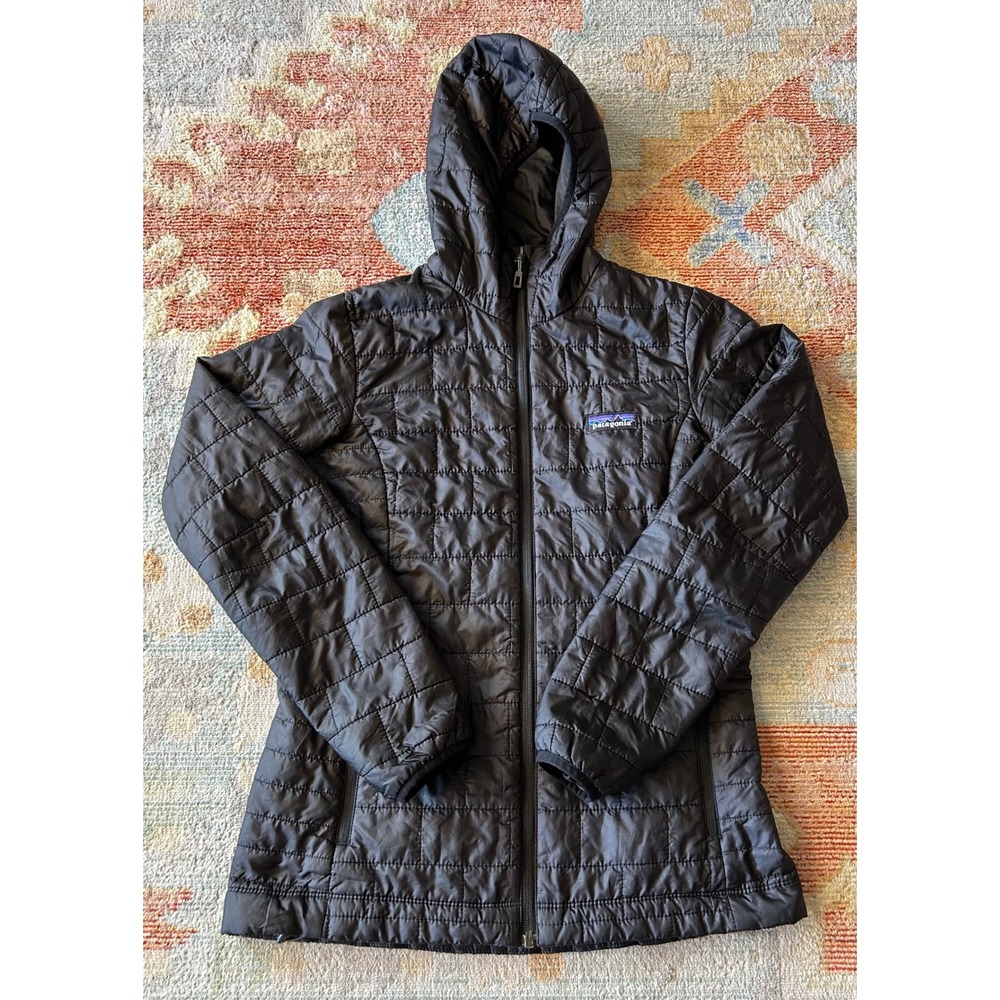 Patagonia Nano Puff Hooded Jacket Lightweight Puffer Coat Black XS